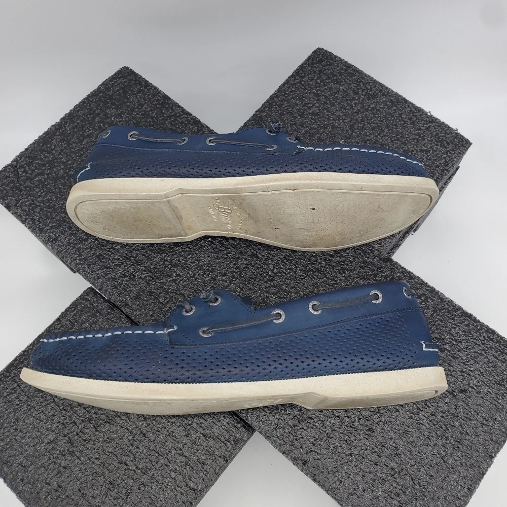 Bass Boat Shoes Men 11M Harbor Blue Perforated Slip On